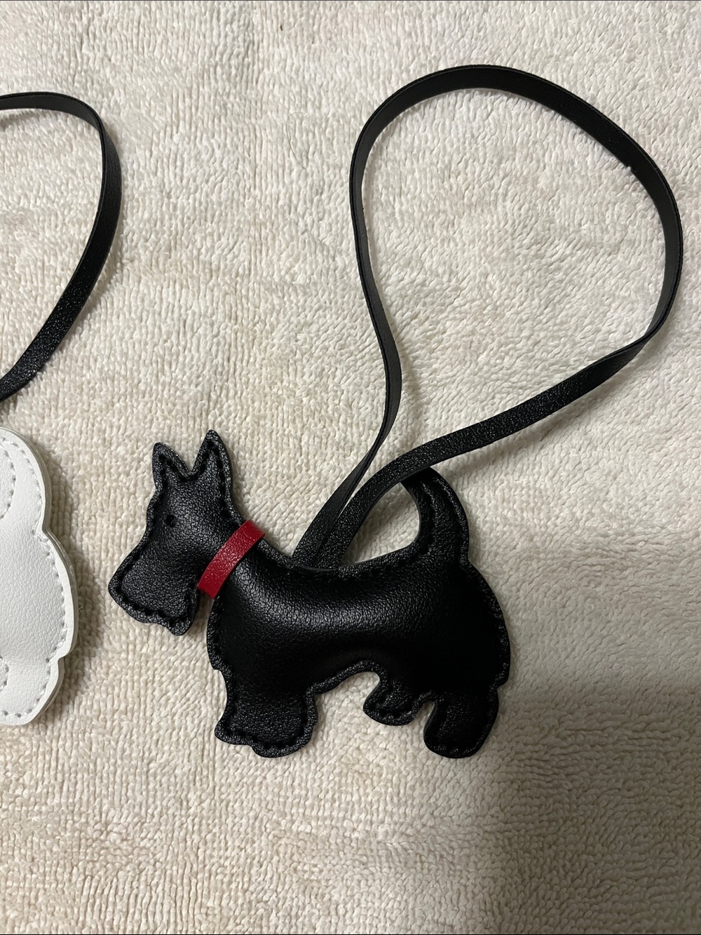 Set of 2 NEW Black & White Scottie Dog Faux Leather Bag Charms - Picture 4 of 5